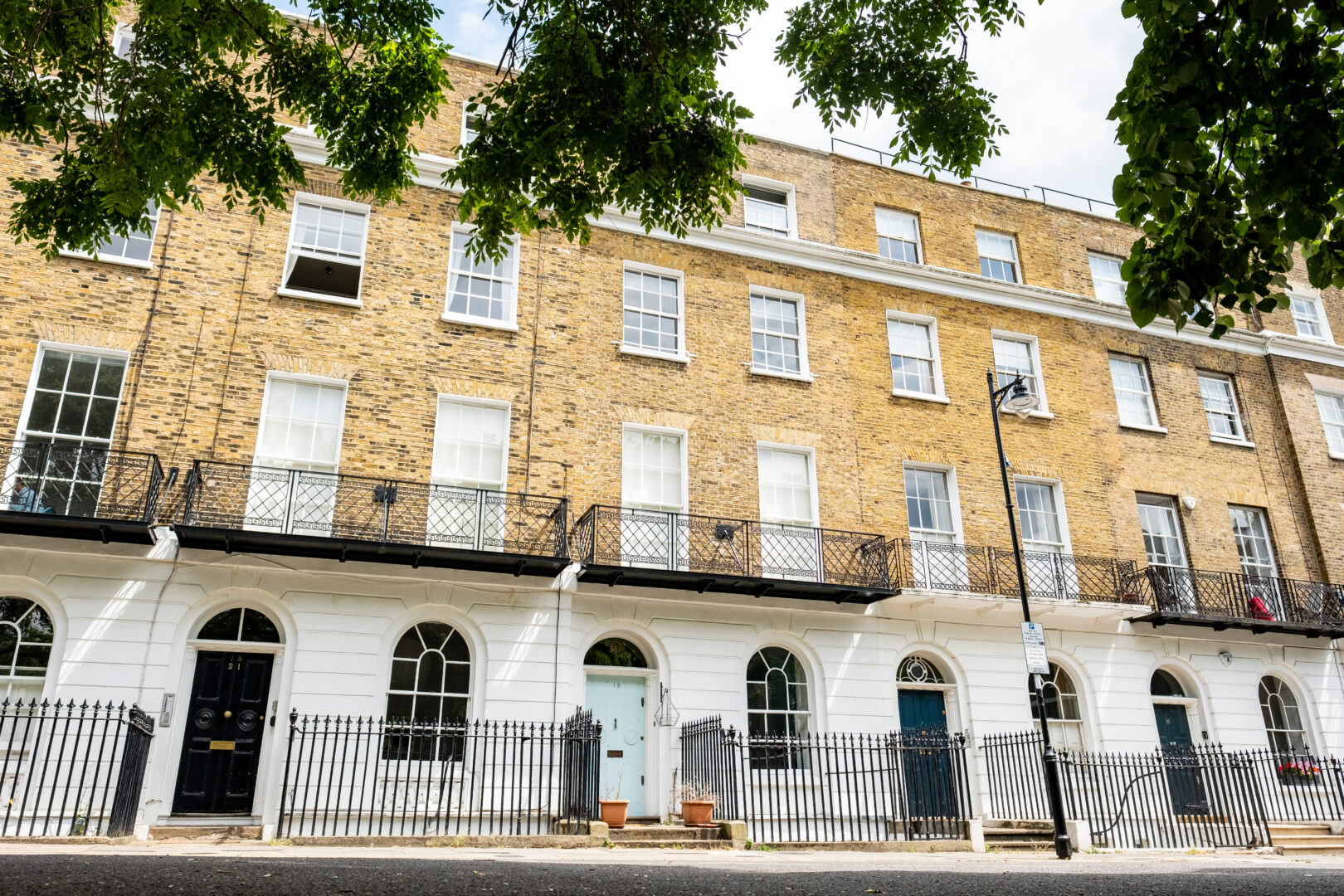 islington, london street of upmarket townhouses typical for the area which boarder the city of london